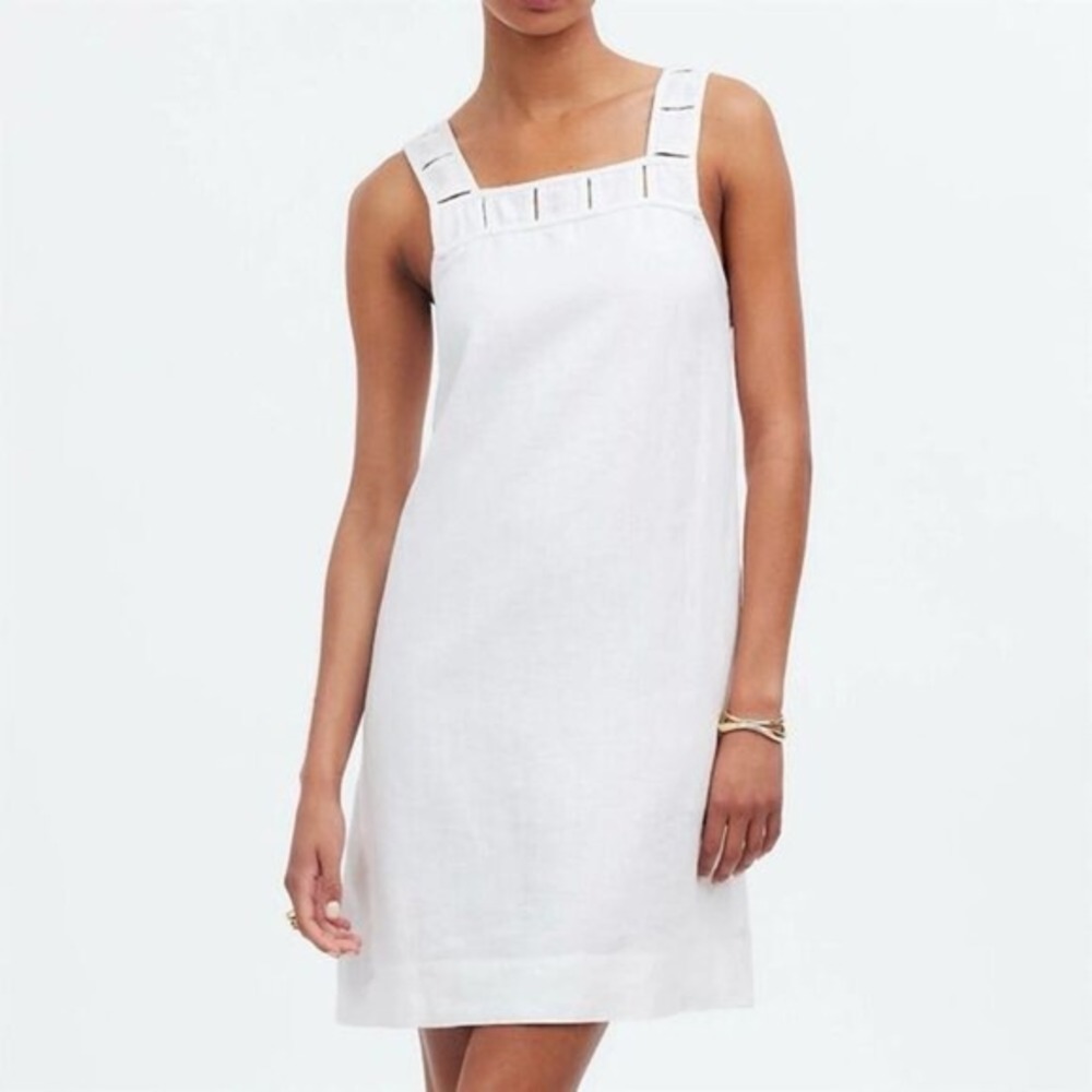 NWT Madewell Women's Embroidered Tank Mini Dress White Size‎ 0 Summer Linen